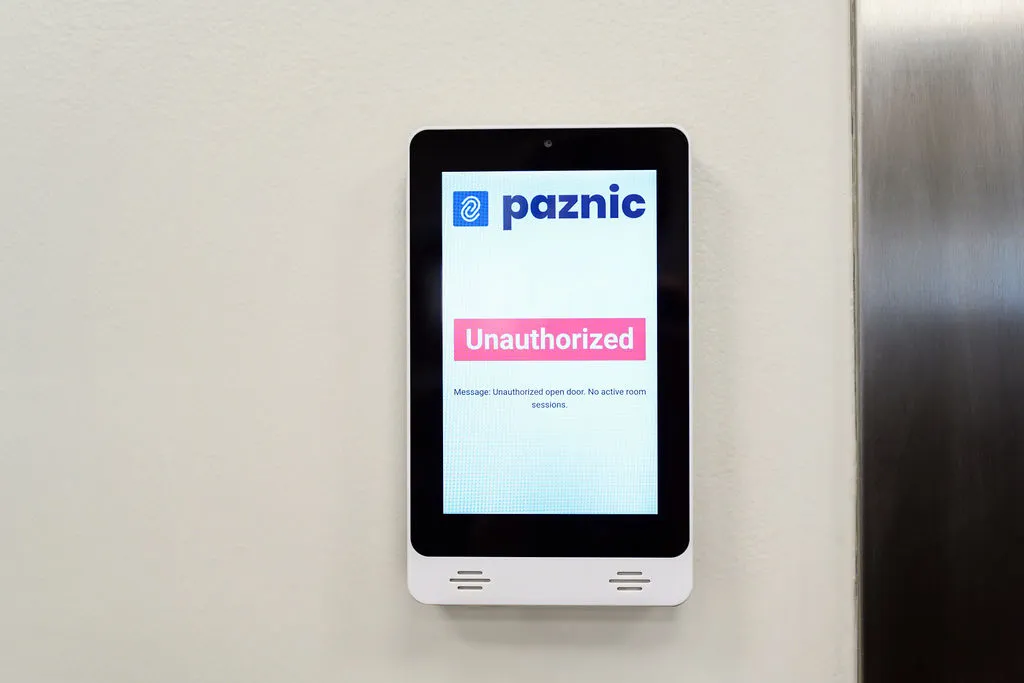 Paznic touch screen showing an Unauthorized access message